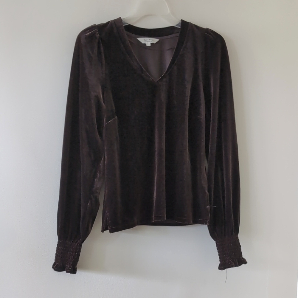 Part Two TetinaPW Velour V-Neck Blouse Size XS